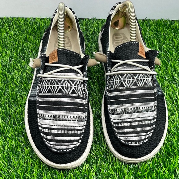 Hey Dude Wendy Patchwork Black Multi Slip On Shoes Women US W10 UK 8 EU 41 - Picture 2 of 7